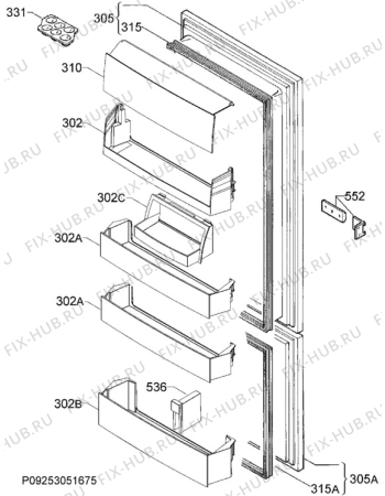 Взрыв-схема холодильника Electrolux ENN2913CDW - Схема узла Door 003